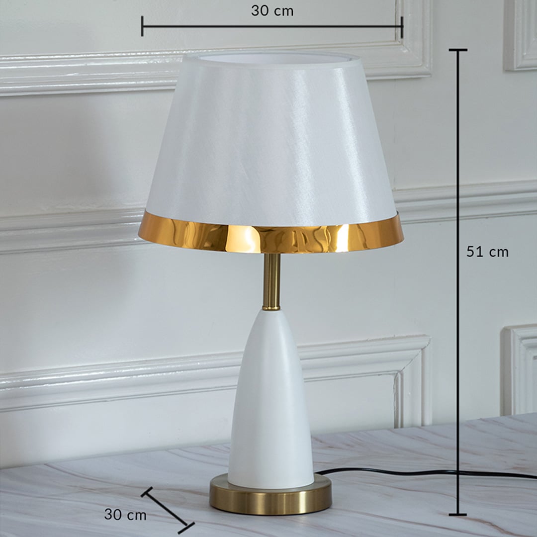 White and gold table lamp with fabric shade dimensions height 51 cm width 30 cm base 30 cm luxury home decor table lamp.