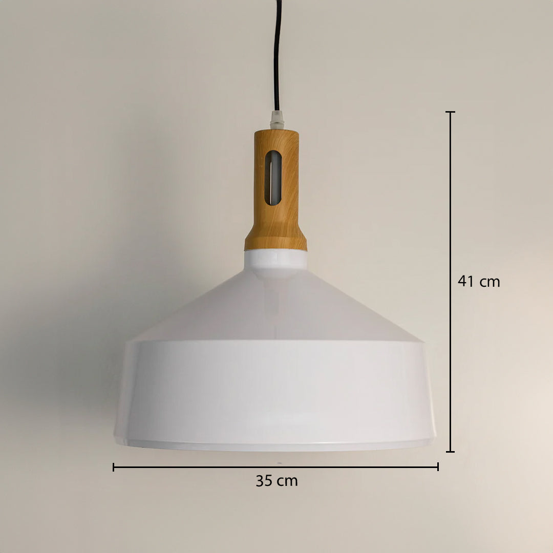 Olov Wood Top Scandinavian Style Pendant Light - White
