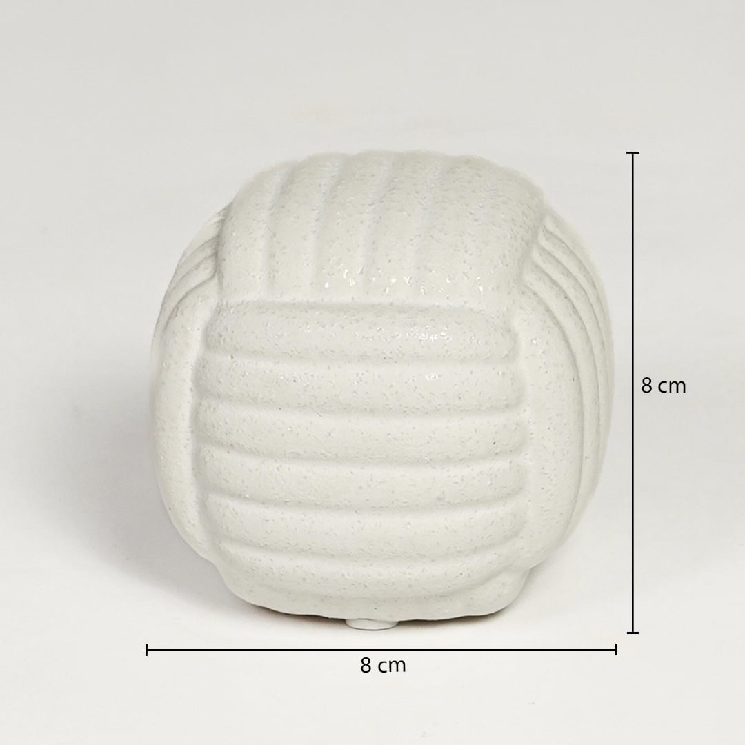 White ceramic textured decorative bowl measuring 8 cm height and 8 cm width perfect for small tabletop decor display.