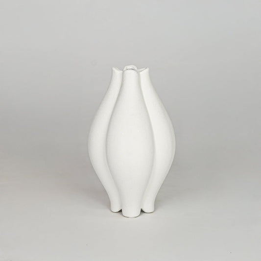 Modern white decorative flower vase isolated clean background stylish ceramic vase for home decor accent.