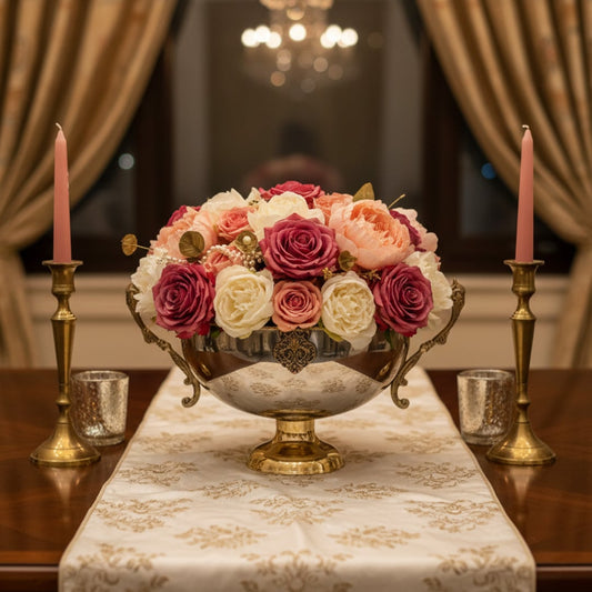 pushp brass centrepiece bowl for dinnig room lifestyle