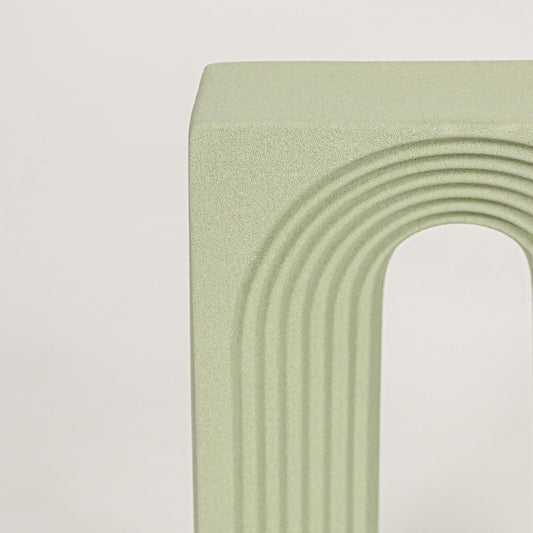 retro arch table decor green closeup
