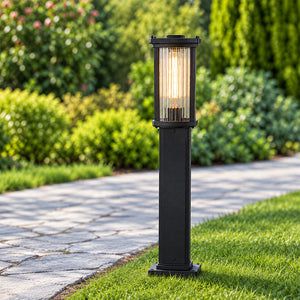 Retro Glass Outdoor Pole Lamp