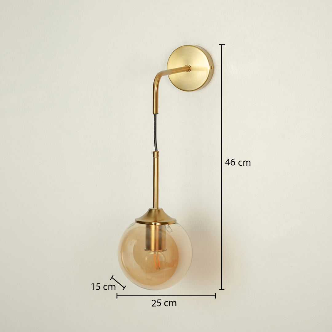 Retro Style Glass Ball Metal Wall Light