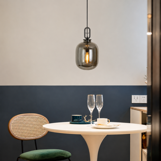 Retro Style Oval Glass Shade Pendant Light