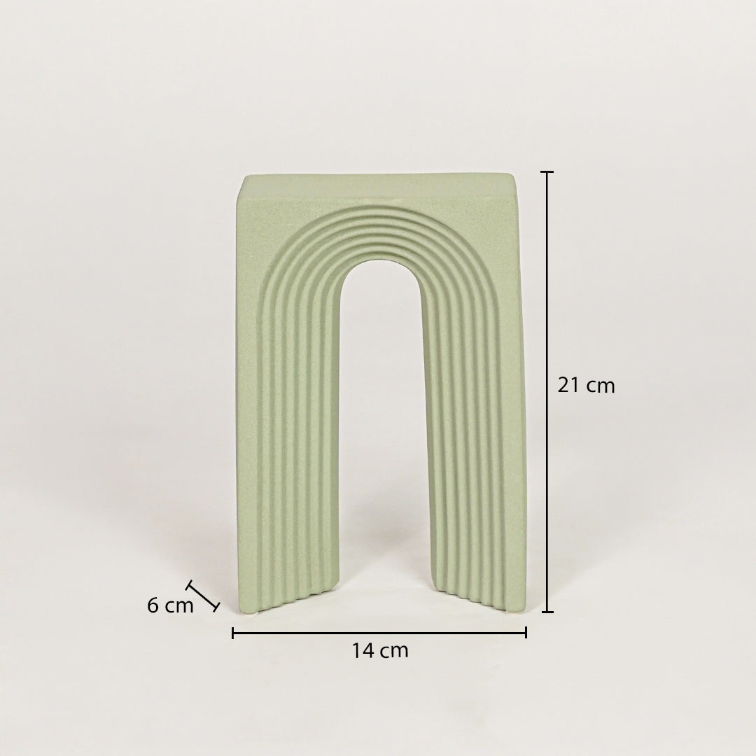 Ribbed Ceramic Table Decor - Sage Green