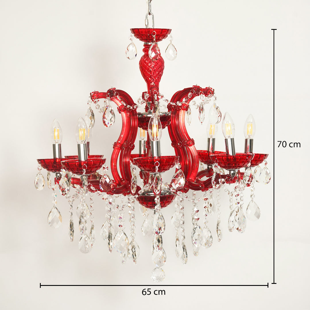 Marchese 8-Light Crystal Chandelier - Red