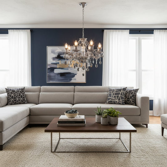Black crystal chandelier adds bold elegant lighting to living room or dining room ceilings creating a luxury ambience.