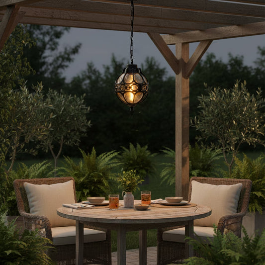 serenara black outdoor hanging light large main lifestyle