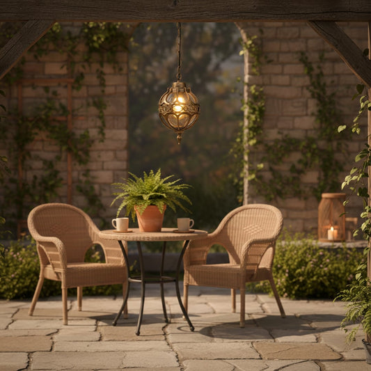 serenara bronze outdoor hanging light medium main lifestyle