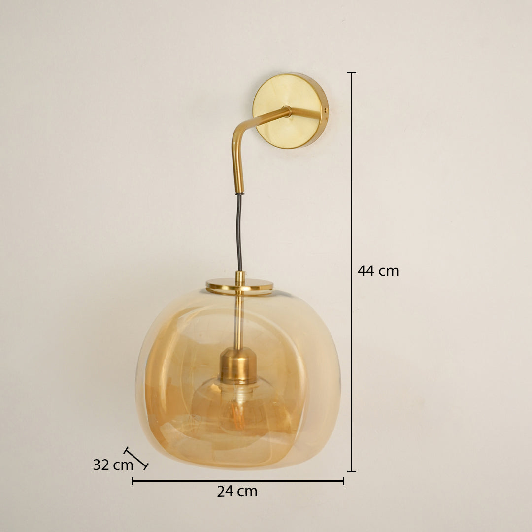 Single Head Golden GLass & Metal Wall Lamp