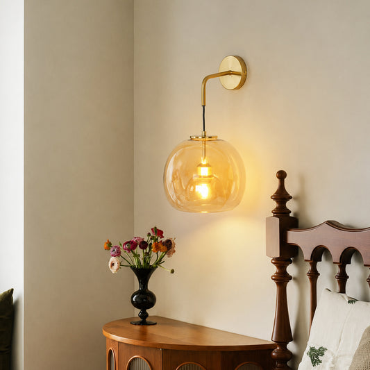 Single Head Golden GLass & Metal Wall Lamp