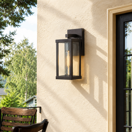Square Outdoor Brown Wall Light - Medium