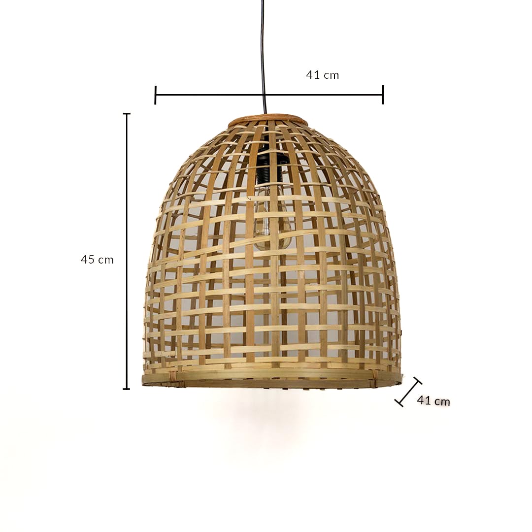 Bamboo pendant light with 45 cm height and 41 cm width ideal for kitchen dining or living room decoration.