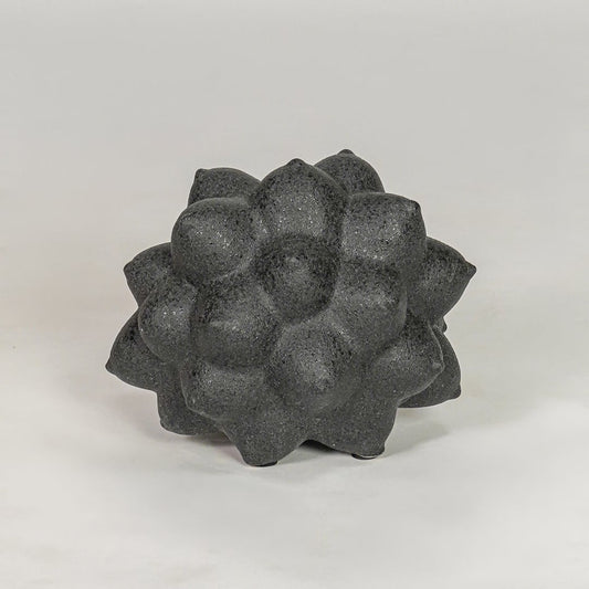 Black ceramic decor sculpture with textured design modern showpiece for table console shelf home decor styling.
