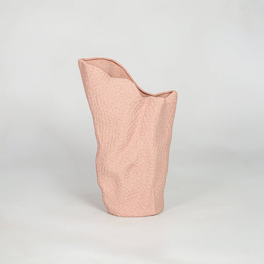 Pink ceramic modern decorative designer vase isolated on clean white background stylish home decor flower vase for shelf table use.