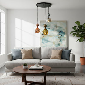 Umbra 3-Light Round Cluster Pendant Light With Black Ceiling Plate