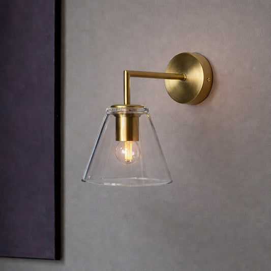 Vara Glass Antique Brass Bell Wall Light