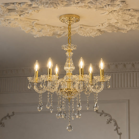 Velora 6-Light Candle Chandelier - Gold