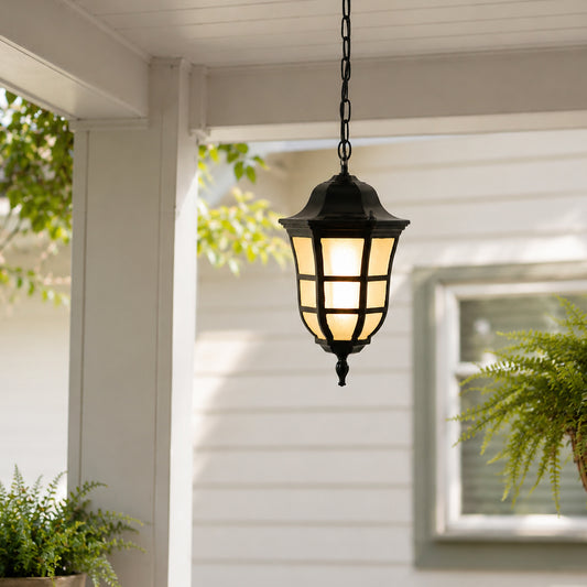Victorian Era Outdoor Hanging Lamp - Black