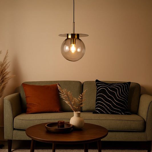 Luxury smoked glass pendant hanging light adding style and elegance to living areas for modern interior lighting decor.