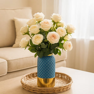 Yore Blue-Gold Ceramic Vase - Open Box