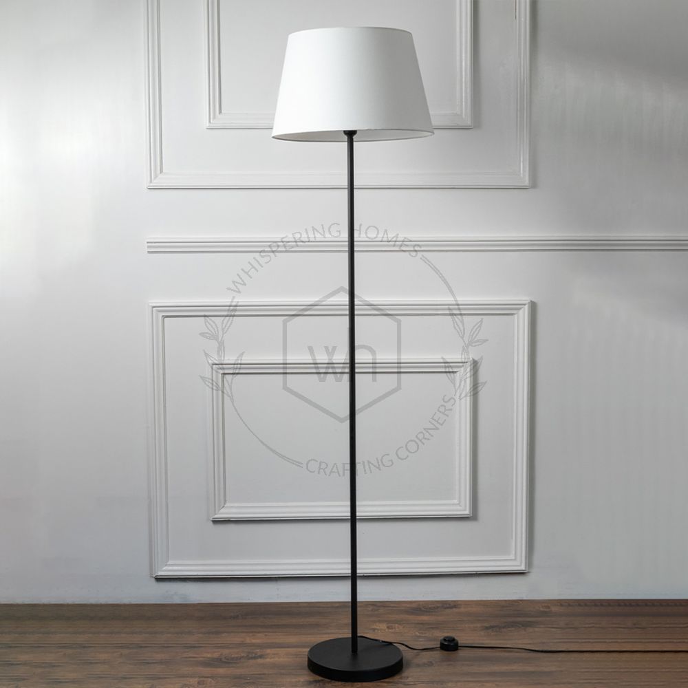 Modern Sleek Floor Lamp Standing Black Polished 