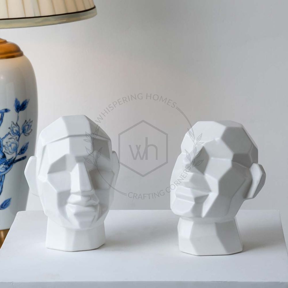 Karel Ceramic Face Figurine - White