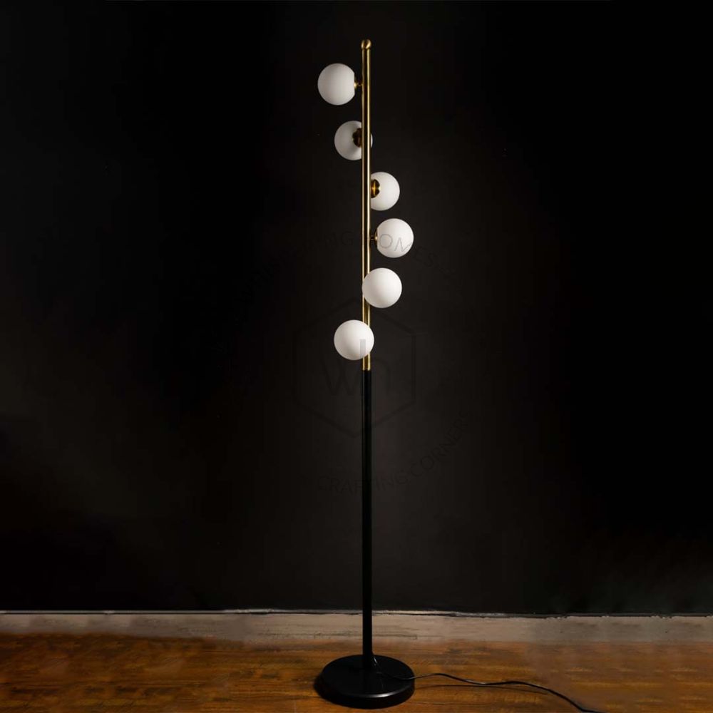 Kingsley Black & Gold Metal Floor Lamp with 6 Bulbs Standing 5Ft Height