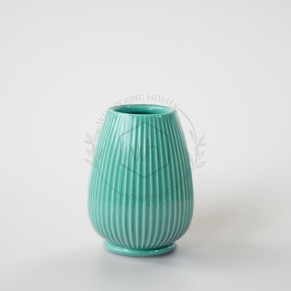 Rigel Ceramic Flower Vase - Green