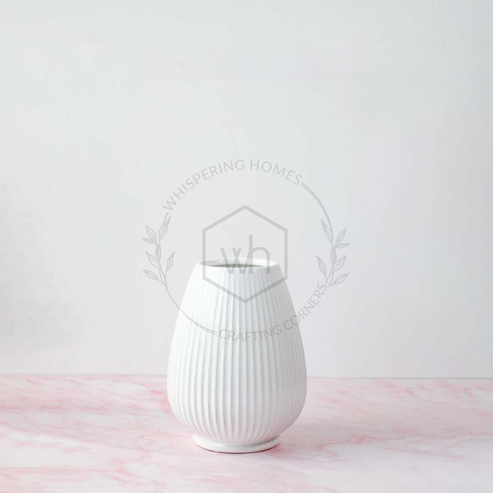 Rigel Ceramic Flower Vase White
