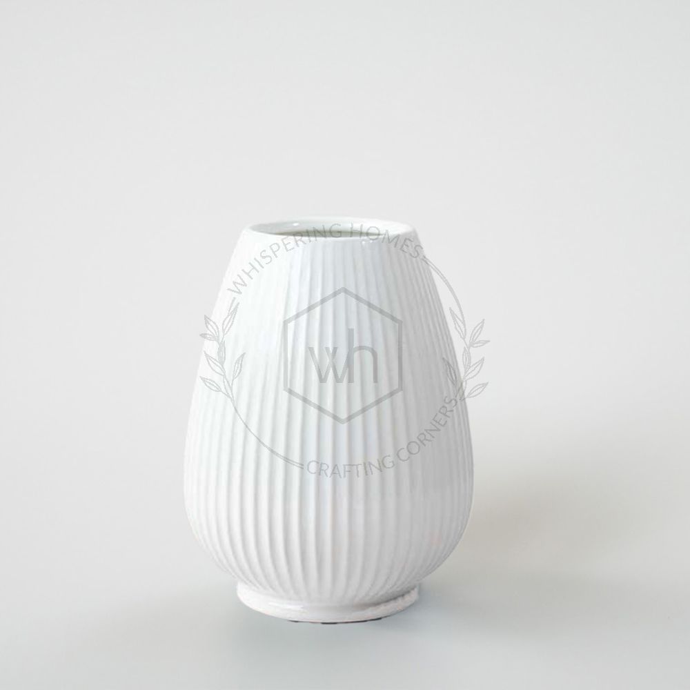 Rigel Ceramic Flower Vase - White