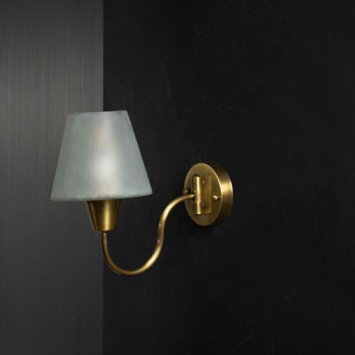 Gooseneck Brass Swivel Wall Sconce with Tapered Frosted Glass Shade