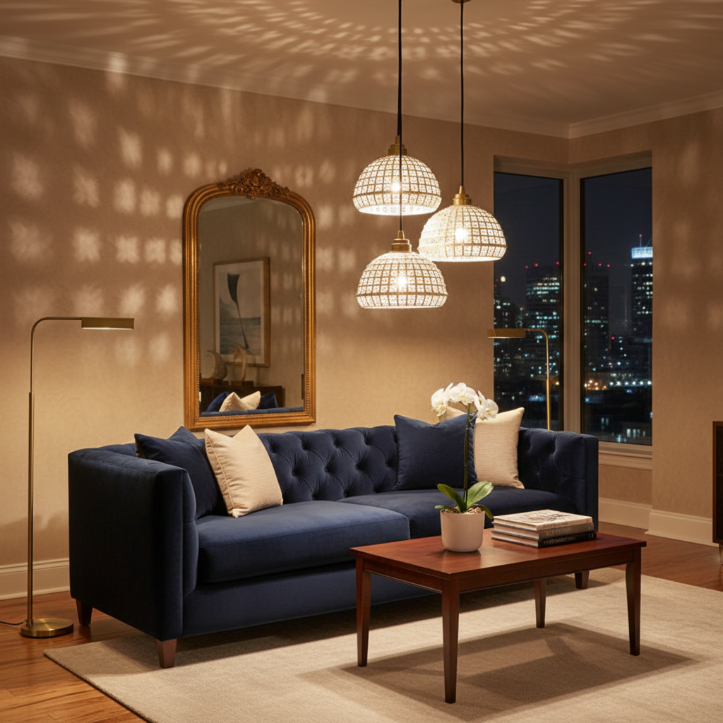 Brighten dark room ideas with warm lighting and modern home decor styling inspiration.