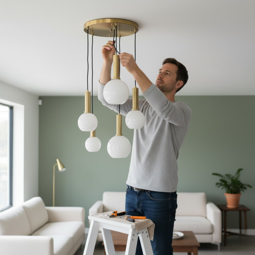 Cluster pendant light installation ideas with modern lighting setup and stylish home decor inspiration.