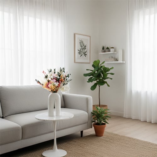Indoor plant decor styling with fresh greenery minimal setup and creative home decoration ideas for modern interiors.
