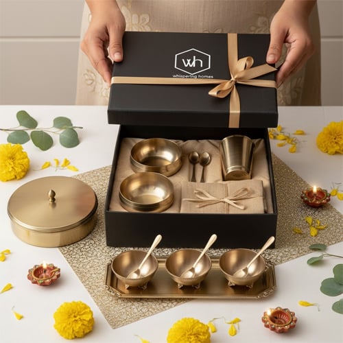 Brass decor in Indian festivals with traditional puja items festive styling and cultural home decor inspiration.