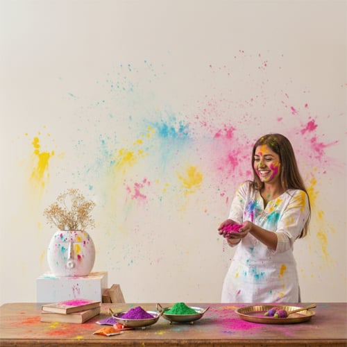 Holi home decoration ideas with colorful decor festive setup and vibrant celebration inspiration.