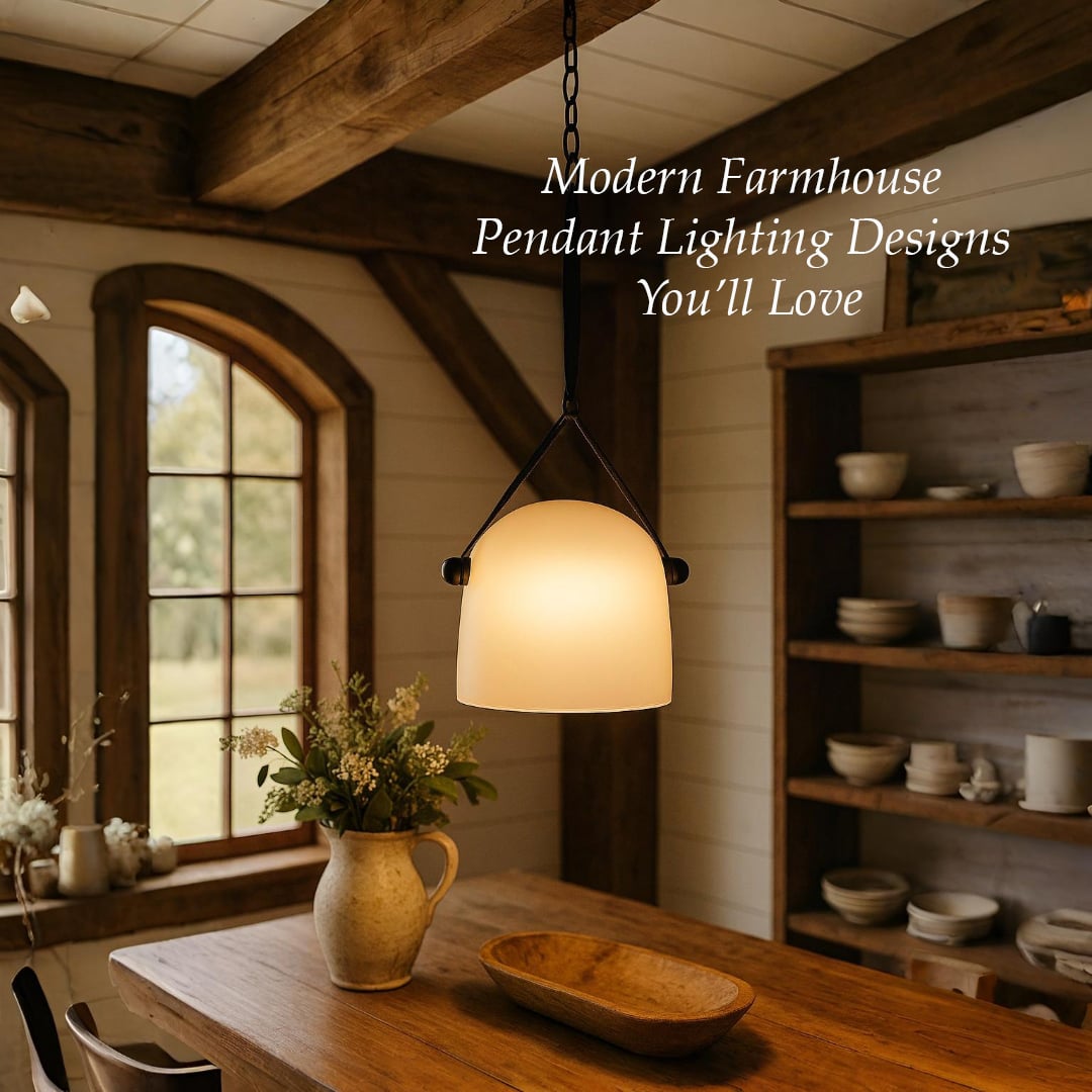 Modern farmhouse pendant lighting ideas with warm kitchen setup and stylish interior decor inspiration.