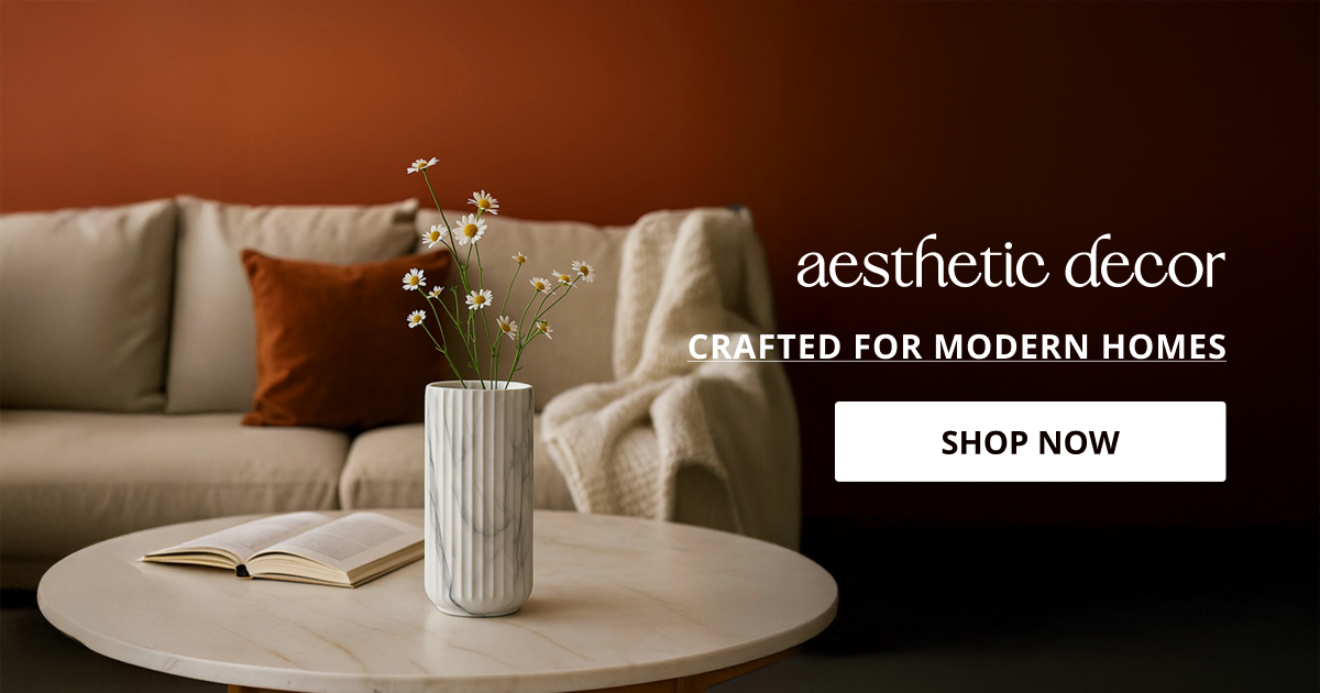 Aesthetic decor styled with minimal vase and table setup creating modern elegant look for contemporary homes.