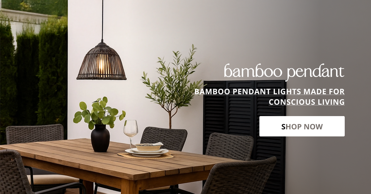 Bamboo pendant lights with natural hanging design perfect for dining area kitchen and warm home lighting decor.