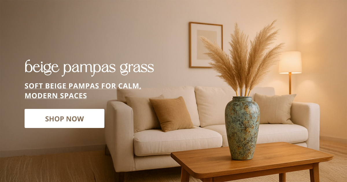 Beige pampas grass with soft natural texture perfect for floor vase decor living room styling and modern home interior.