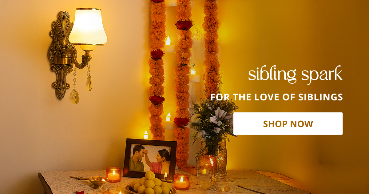 Bhai dooj decor styled with festive setup and lamps creating warm traditional celebration for sibling bonding.