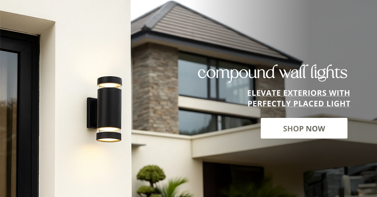 Compound wall lights with modern outdoor design providing bright exterior lighting for boundary wall gate and home decor.