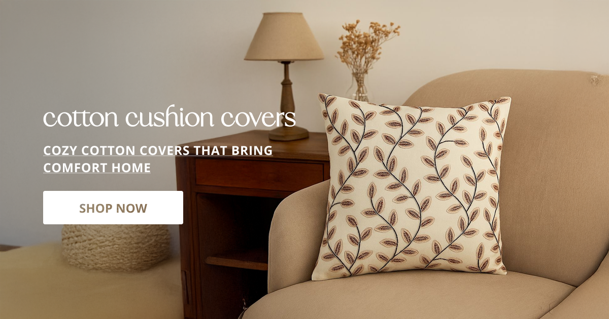 Cotton cushion covers with soft fabric design perfect for sofa decor living room styling and home interior comfort.