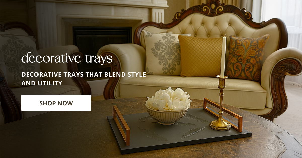 Decorative trays with elegant metal design perfect for table styling serving decor and luxury home interior decoration.
