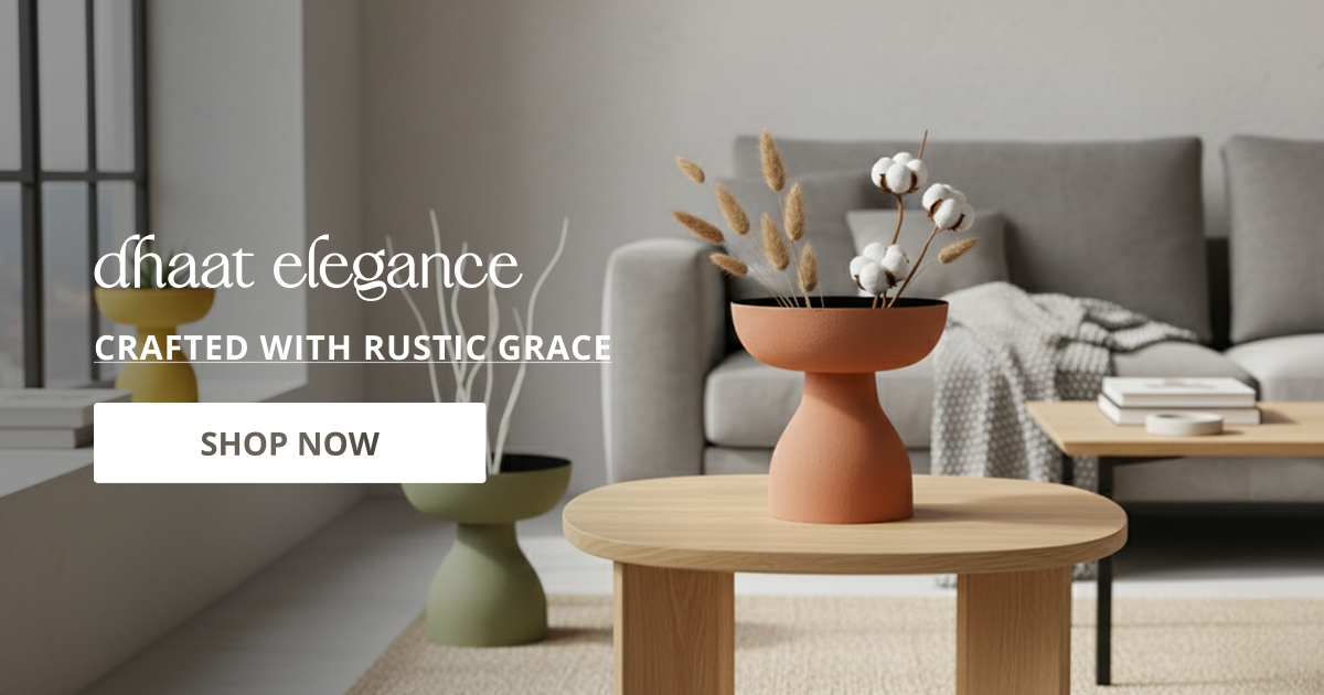 Dhaat collection with metal decor lighting and accessories perfect for modern industrial home interior styling.