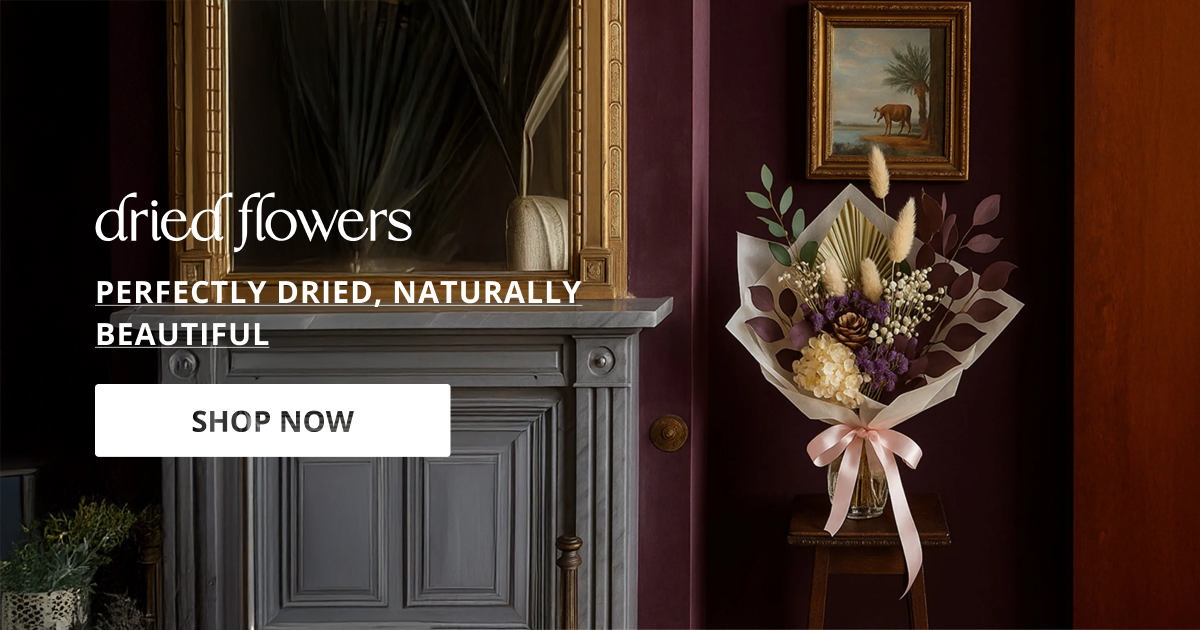 Dried flower bunch for decoration styled on wall adding rustic charm and natural beauty to interior space.