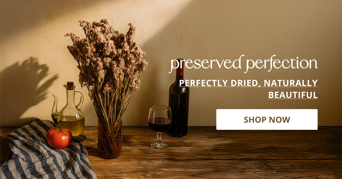 Dried flowers for vase with natural preserved stems perfect for table decor living room styling and aesthetic home interior.