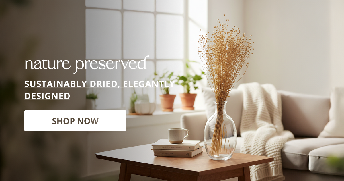 Dried natural flowers with preserved stems perfect for vase decoration table styling and modern home decor.